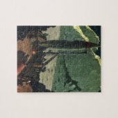 Vintage Science Fiction, Rakete auf fremdem Planet Puzzle (Horizontal)