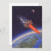 Vintage Science Fiction-Rakete im Weltraum über de (Vorne/Hinten)