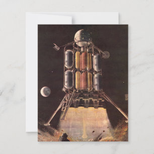 Vintage-Science-Fiction-Rakete startet vom Planete