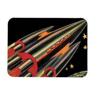 Vintage-Science-Fiction-Rakete von Space Stars Magnet