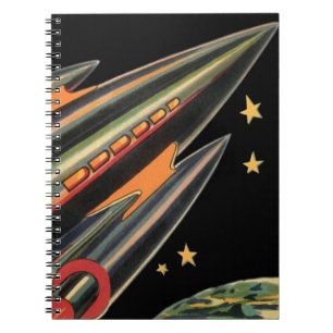 Vintage-Science-Fiction-Rakete von Space Stars Notizblock