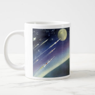 Vintage Science-Fiction-Raketen im Weltraum nach P Jumbo-Tasse