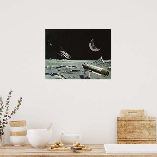 Vintage Science Fiction, Raketenschiff Poster (Küche)