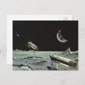 Vintage Science Fiction, Raketenschiff Postkarte (Vorne/Hinten)