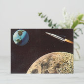 Vintage Science Fiction, Raketenschiff über den Mo (Stehend Vorderseite)