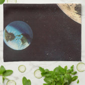 Vintage Science Fiction, Raketenschiff über den Mo Küchentuch (Gefaltet)