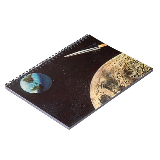 Vintage Science Fiction, Raketenschiff über den Mo Notizblock (Linke Seite)