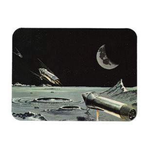 Vintage-Science-Fiction, Raketenschiffe Mond Plane Magnet