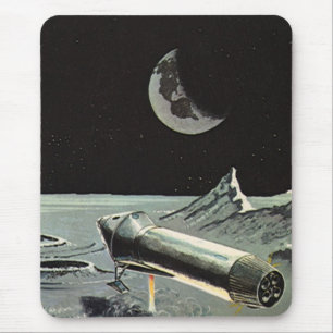 Vintage Science-Fiction, Raketenschiffe Mond Plane Mousepad