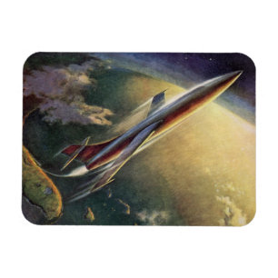 Vintage Science-Fiction-Raumschiff Flugzeug Erde Magnet