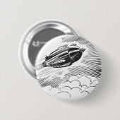 Vintage Science Fiction Raumschiff-Rakete in Wolke Button (Vorne & Hinten)