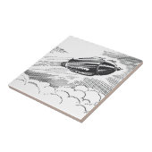 Vintage Science Fiction Raumschiff-Rakete in Wolke Fliese (Seite)