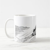 Vintage Science Fiction Raumschiff-Rakete in Wolke Kaffeetasse (Links)