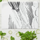 Vintage Science Fiction Raumschiff-Rakete in Wolke Küchentuch (Gefaltet)