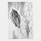 Vintage Science Fiction Raumschiff-Rakete in Wolke Küchentuch (Vertikal)