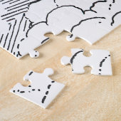 Vintage Science Fiction Raumschiff-Rakete in Wolke Puzzle (Seite)