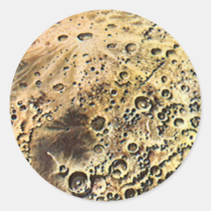 Vintage Science-Fiction, Raumschiff über dem Mond Runder Aufkleber