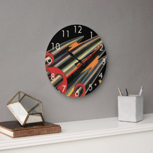 Vintage Science-Fiction-Raumschiff von Space Stars Große Wanduhr