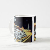 Vintage Science Fiction, Raumstation auf dem Mond Kaffeetasse (Vorderseite Links)