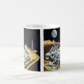 Vintage Science Fiction, Raumstation auf dem Mond Kaffeetasse (Mittel)