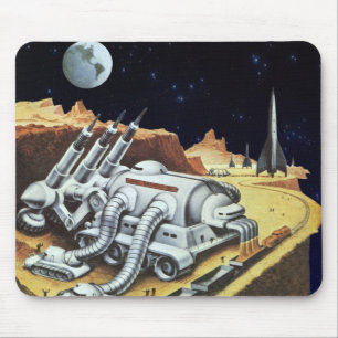 Vintage Science Fiction, Raumstation auf dem Mond Mousepad