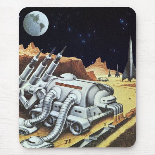 Vintage Science Fiction, Raumstation auf dem Mond Mousepad (Vorne)
