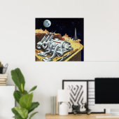 Vintage Science Fiction, Raumstation auf dem Mond Poster (Heimbüro)