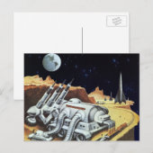 Vintage Science Fiction, Raumstation auf dem Mond Postkarte (Vorne/Hinten)