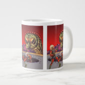Vintage Science Fiction Rieseninsektenkrieg Jumbo-Tasse (Vorderseite Rechts)
