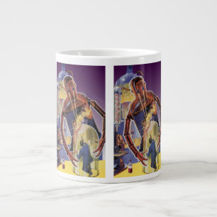 Vintage Science-Fiction-Roboter mit Laserstrahl-Au Jumbo-Tasse