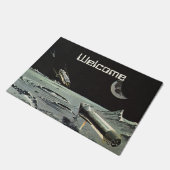 Vintage Science Fiction, Rocket versendet Fußmatte (Schrägansicht)