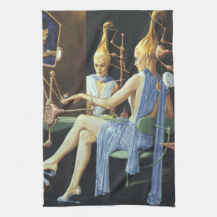 Vintage-Science-Fiction-Schönheitssalon-Spa-Manicu Geschirrtuch