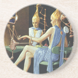 Vintage-Science-Fiction-Schönheitssalon-Spa-Manicu Getränkeuntersetzer
