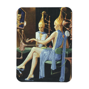 Vintage-Science-Fiction-Schönheitssalon-Spa-Manicu Magnet