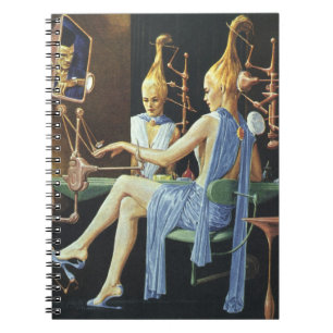 Vintage-Science-Fiction-Schönheitssalon-Spa-Manicu Notizblock