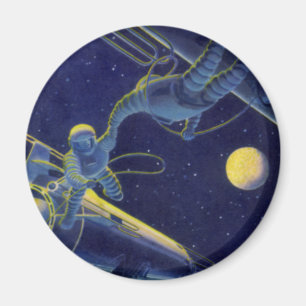 Vintage Science-Fiction, Sci-Fi-Alien auf Weltraum Magnet