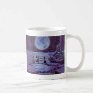 Vintage Science Fiction, Sci Fi Alien Moon Landing Kaffeetasse