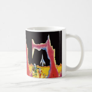 Vintage Science-Fiction, Sci-Fi-Aliens auf einem P Kaffeetasse