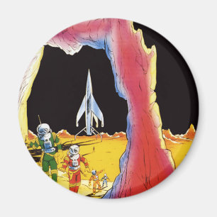 Vintage-Science-Fiction, Sci-Fi-Aliens auf einem P Magnet