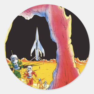 Vintage Science Fiction, Sci Fi-Außerirdischen auf Runder Aufkleber