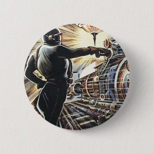 Vintage Science Fiction Sci Fi Futuristische Masch Button