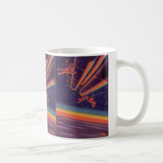 Vintage Science Fiction, Sci Fi Rainbow Astronaute Kaffeetasse (Rechts)