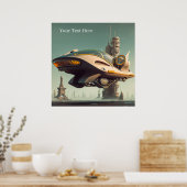 Vintage Science Fiction Spektakuläre Flugautos Poster (Küche)