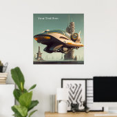 Vintage Science Fiction Spektakuläre Flugautos Poster (Heimbüro)