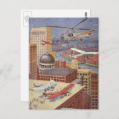 Vintage Science Fiction Stadt, Viktorianischer Ste Postkarte (Vorne/Hinten)