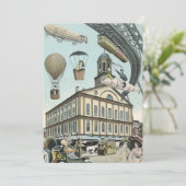 Vintage Science Fiction Steam Punk City Einladung (Stehend Vorderseite)