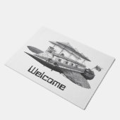 Vintage Science Fiction Steampunk Airship Eclipse Fußmatte (Schrägansicht)