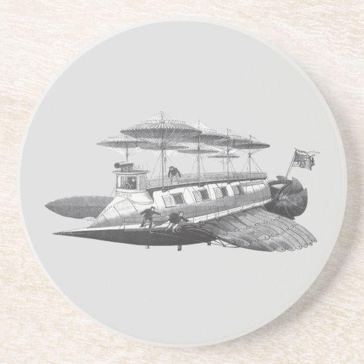 Vintage Science Fiction Steampunk Airship Eclipse Getränkeuntersetzer (Vorne)