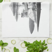 Vintage Science Fiction Steampunk Airship Eclipse Küchentuch (Gefaltet)