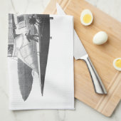 Vintage Science Fiction Steampunk Airship Eclipse Küchentuch (Viertel Falte)